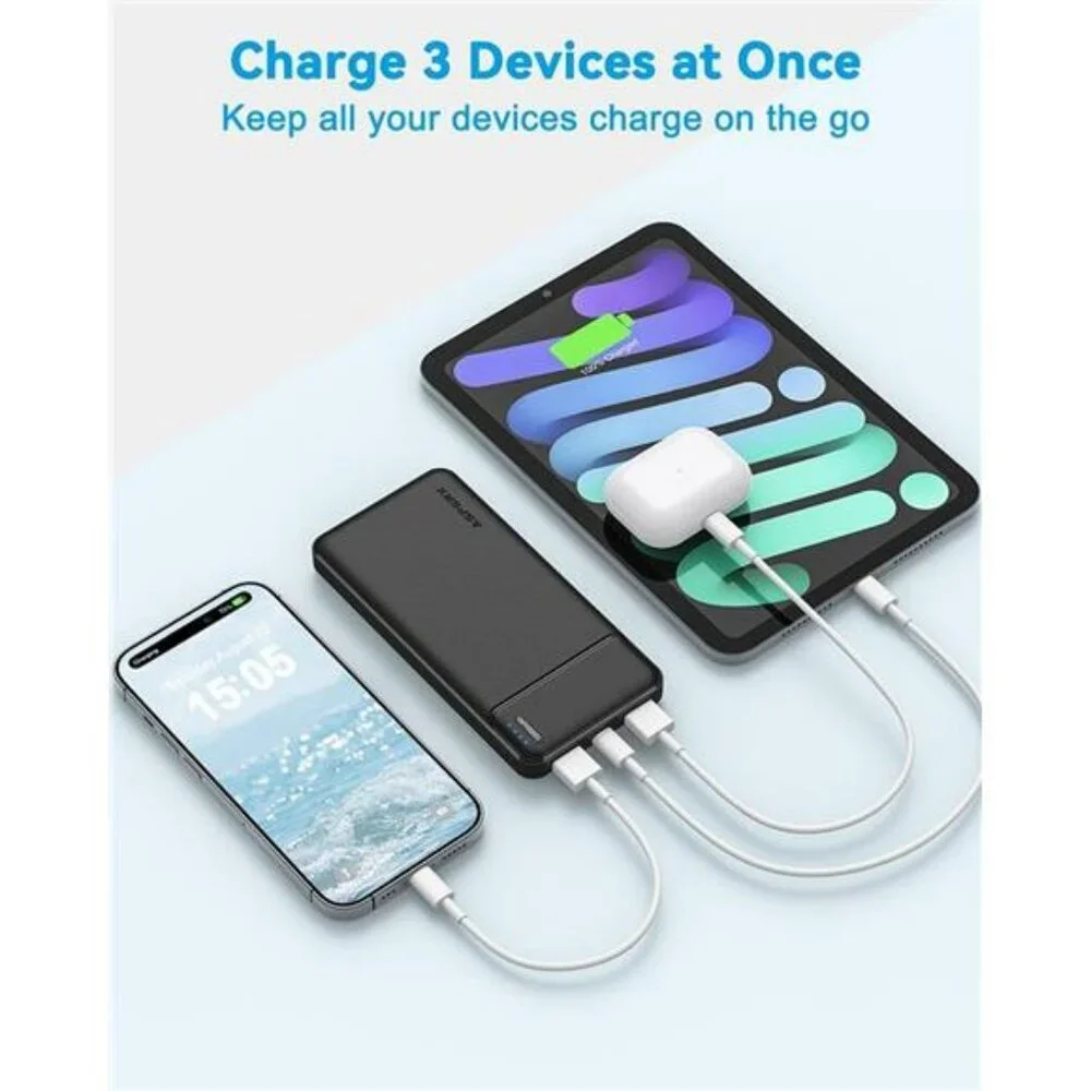 2 Pack Portable Charger Power Bank 10000mAh USB C Fast Charging Battery